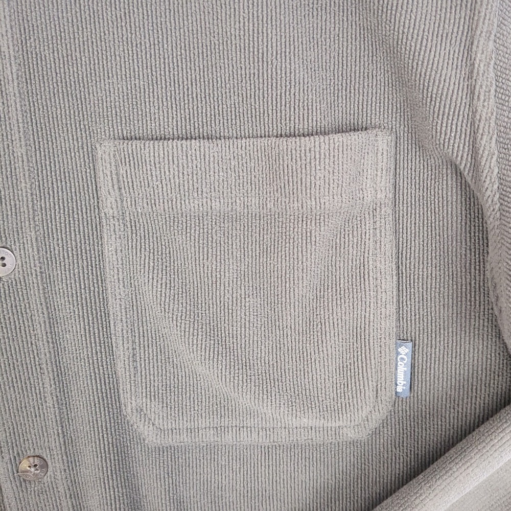 Columbia Mens Large Corduroy Button Down Shirt Olive Green Long Sleeve Hiking L - Picture 6 of 12